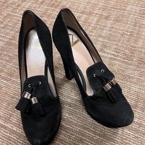 Dee Keller Suede Platform Heel Pumps Tassel Round Toe